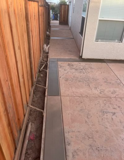 Precision stamped concrete patio design completed by professional concrete contractors in Los Banos, CA.