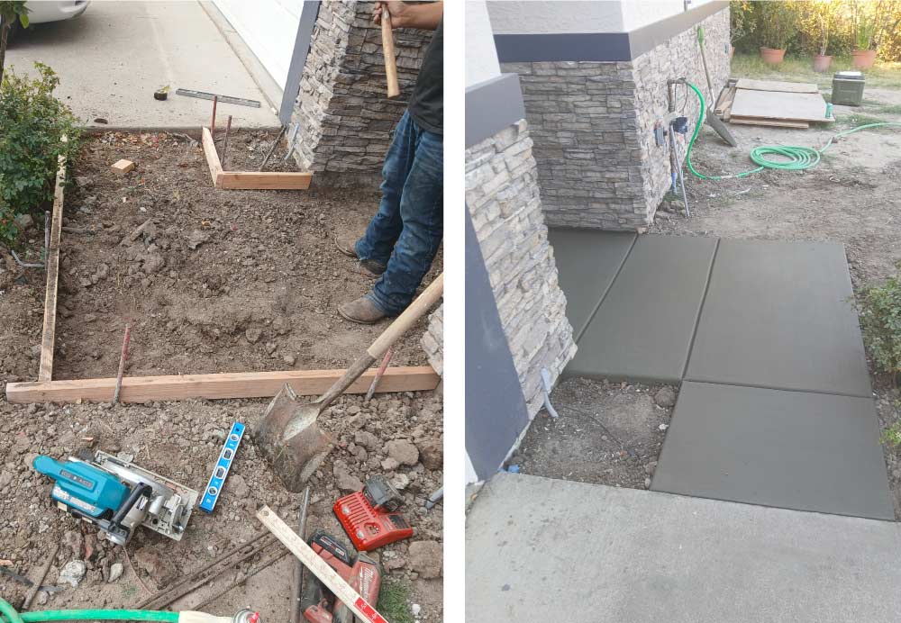 before and after images of sidewalk work<br />
